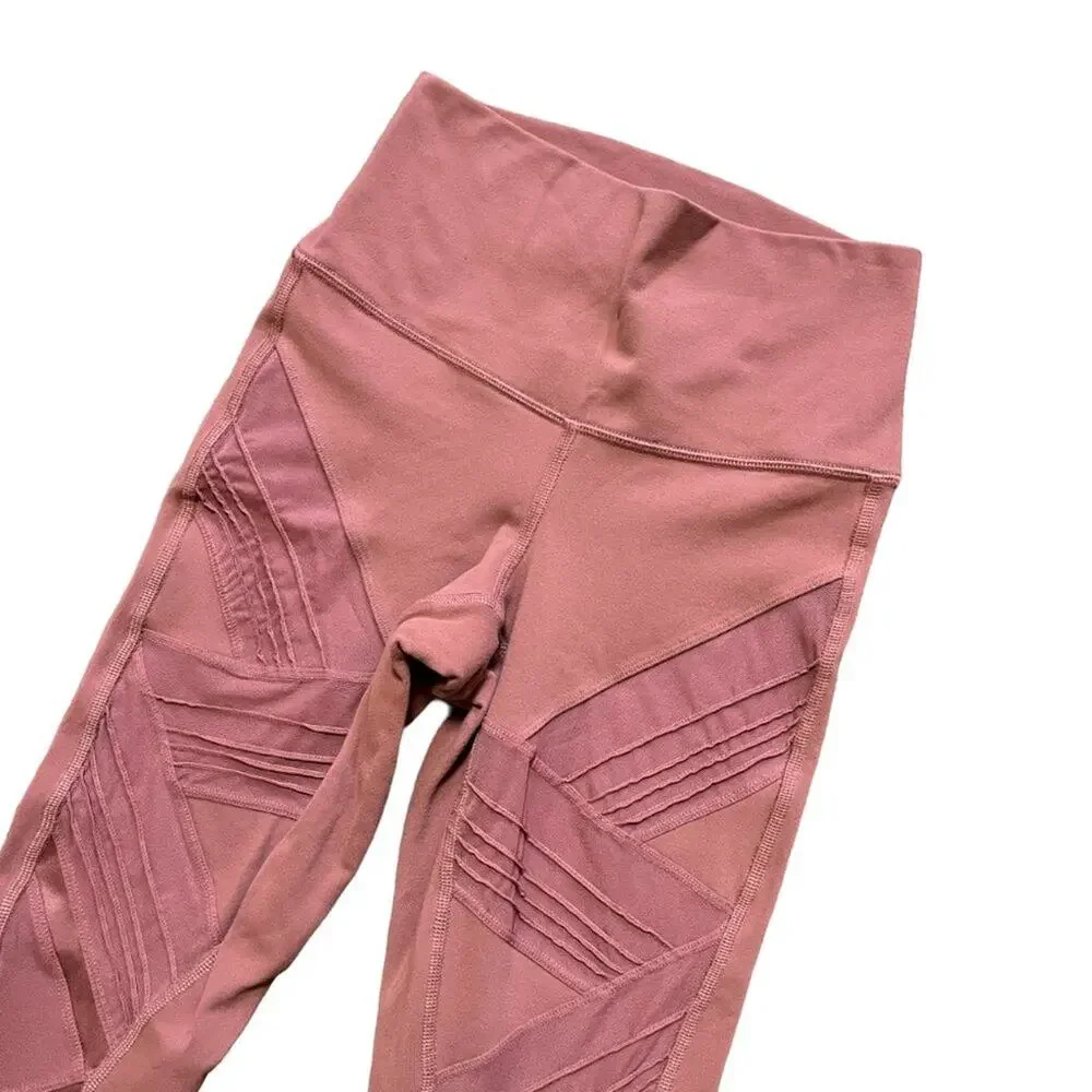 ALO Yoga Interlace Mesh Leggings in Rosewood Pink WOMEN'S XS